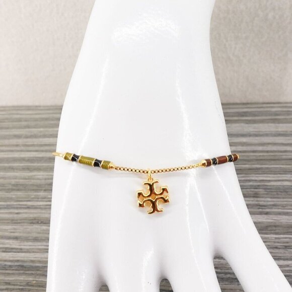 Tory Burch Kira Enamel Bar Bracelet Tory Gold/ Multi Color OS - Picture 6 of 16